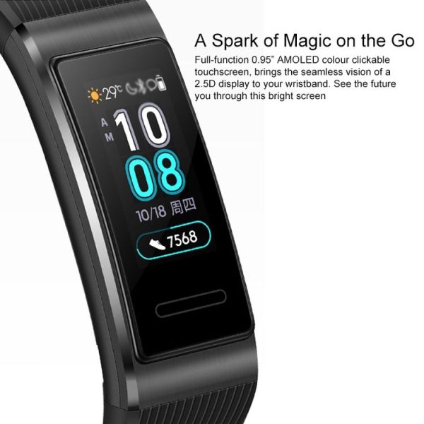Original Huawei Band 3 Pro Smart Bracelet, 0.95 inch AMOLED Color Screen, 5ATM Waterproof, Support Heart Rate Monitor / Sleep Monitor / Message Reminder / GPS (Gold) - Image 6