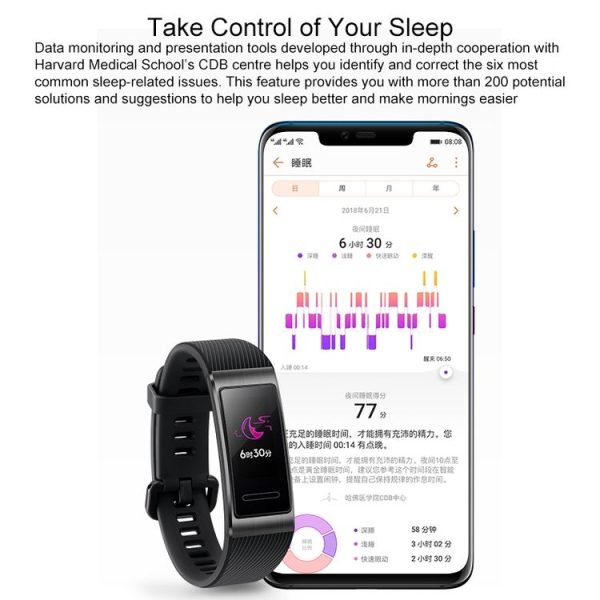 Original Huawei Band 3 Pro Smart Bracelet, 0.95 inch AMOLED Color Screen, 5ATM Waterproof, Support Heart Rate Monitor / Sleep Monitor / Message Reminder / GPS (Gold) - Image 9