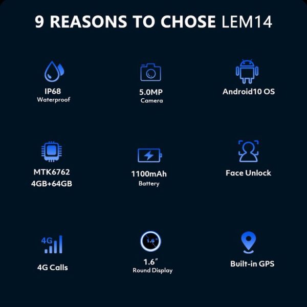LEMFO LEM14 CWAT21970H 4GB+64GB, 4G Call Smart Watch, 1.6 inch MTK6762 Octa Core, 4GB+64GB, Android 10, GPS, Heart Rate - Image 6