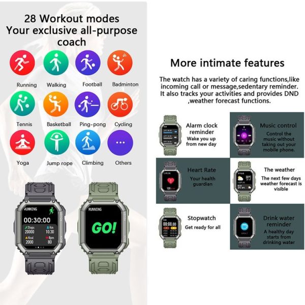 KR06 Waterproof Pedometer Sport Smart Watch, Support Heart Rate / Blood Pressure Monitoring / BT Calling (Black) - Image 12