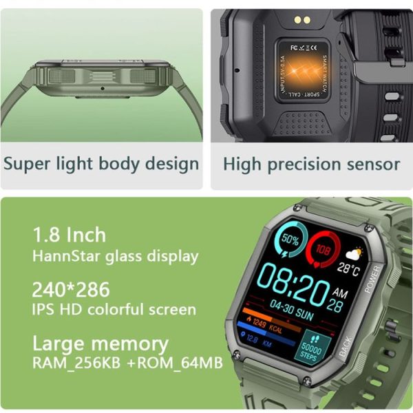 KR06 Waterproof Pedometer Sport Smart Watch, Support Heart Rate / Blood Pressure Monitoring / BT Calling (Black) - Image 7