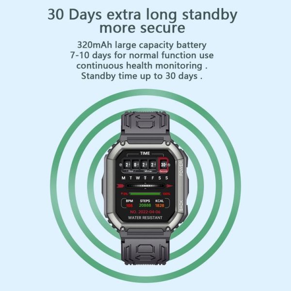 KR06 Waterproof Pedometer Sport Smart Watch, Support Heart Rate / Blood Pressure Monitoring / BT Calling (Black) - Image 8