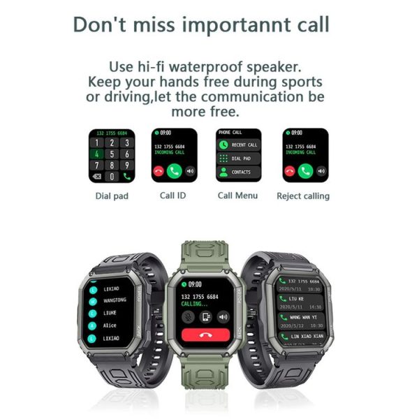 KR06 Waterproof Pedometer Sport Smart Watch, Support Heart Rate / Blood Pressure Monitoring / BT Calling (Black) - Image 9