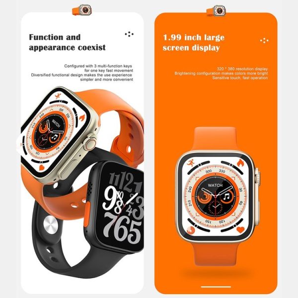 HAMTOD X8+ Ultra 1.99 inch Smart Watch, Support BT Calling / Heart Rate / Blood Oxygen / Blood Pressure (Orange) - Image 6