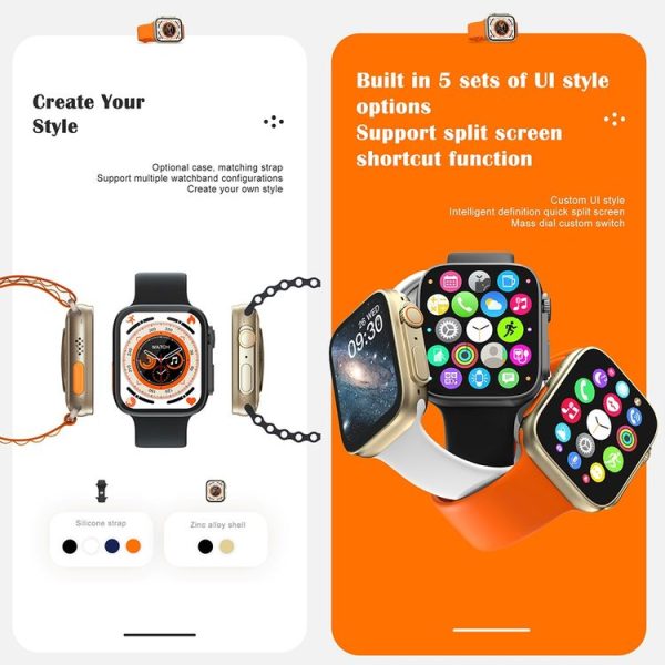 HAMTOD X8+ Ultra 1.99 inch Smart Watch, Support BT Calling / Heart Rate / Blood Oxygen / Blood Pressure (Orange) - Image 7