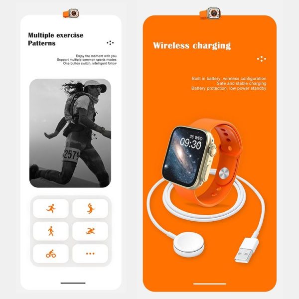 HAMTOD X8+ Ultra 1.99 inch Smart Watch, Support BT Calling / Heart Rate / Blood Oxygen / Blood Pressure (Orange) - Image 8