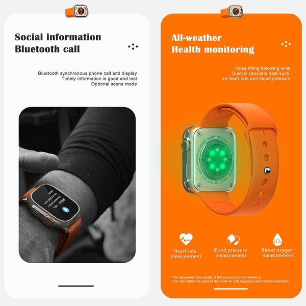 HAMTOD X8+ Ultra 1.99 inch Smart Watch, Support BT Calling / Heart Rate / Blood Oxygen / Blood Pressure (Orange) - Image 9