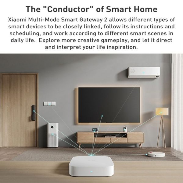 Original Xiaomi Multimode Smart Home Gateway 2 WiFi BT ZigBee RJ45 Connect (White) - Image 6