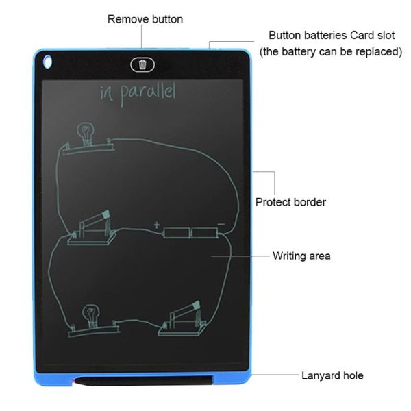 Portable 12 inch LCD Writing Tablet Drawing Graffiti Electronic Handwriting Pad Message Graphics Board Draft Paper with Writing Pen (White) - Image 6
