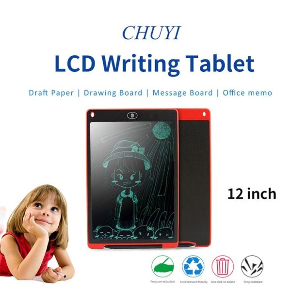 Portable 12 inch LCD Writing Tablet Drawing Graffiti Electronic Handwriting Pad Message Graphics Board Draft Paper with Writing Pen (White) - Image 9