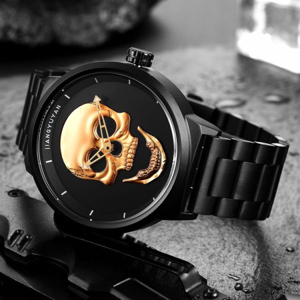 JIANGYUYAN 1739 Men Fashion & Casual Quartz Wrist Watch with Stainless Steel Band (Gold) - Image 5