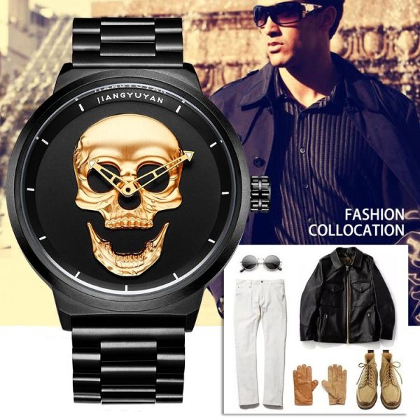 JIANGYUYAN 1739 Men Fashion & Casual Quartz Wrist Watch with Stainless Steel Band (Gold) - Image 9
