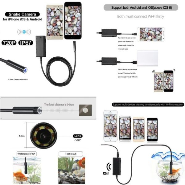3.5m WiFi Endoscope Snake Tube Inspection Camera with 6 LED for Android & iOS 6 Or Above & Tablet PC, Wireless Distance: About 15m, Lens Diameter: 5.5mm (Black) - Image 4