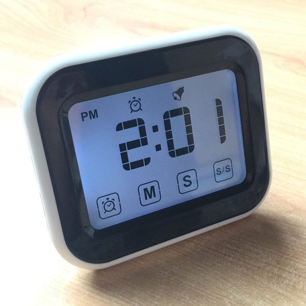 Kitchen Timer Digital Alarm Clock Large LCD Touch Screen Come with Night Light for Cooking Baking (White) - Image 2