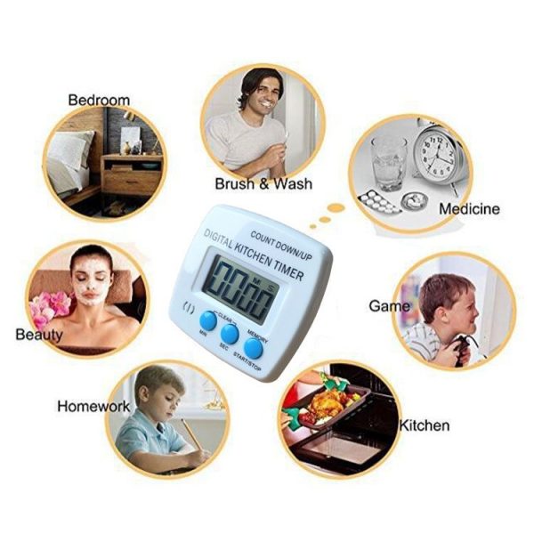 Kitchen Timer Digital Electronic Loud Alarm Magnetic Backing With Holder for Cooking Baking Sports Games Office (Blue) - Image 3
