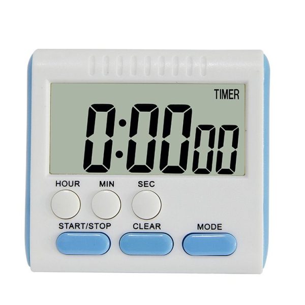 Kitchen Timer 24 Hours Digital Alarm Clock LCD Screen Magnetic Backing for Cooking Baking (Blue) - Image 2