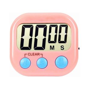 Digital Kitchen Timer Electronic Alarm Magnetic Backing with LCD Display for Cooking Baking Sports Games Office (Pink)