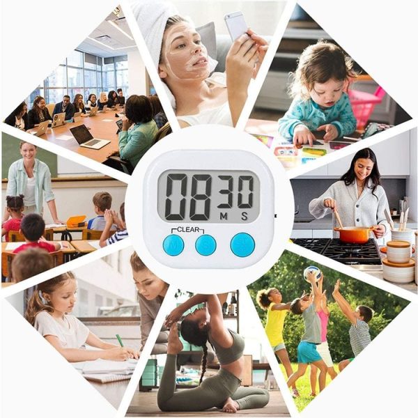 Digital Kitchen Timer Electronic Alarm Magnetic Backing with LCD Display for Cooking Baking Sports Games Office (Pink) - Image 7