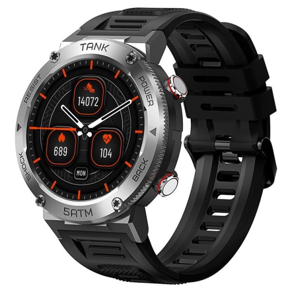 KOSPET TANK T1 1.32 inch Screen 5ATM & IP69K Waterproof Smart Watch, Support Bluetooth, Heart Rate Monitor, Blood Oxygen Monitor, Sleep Monitoring (Silver)