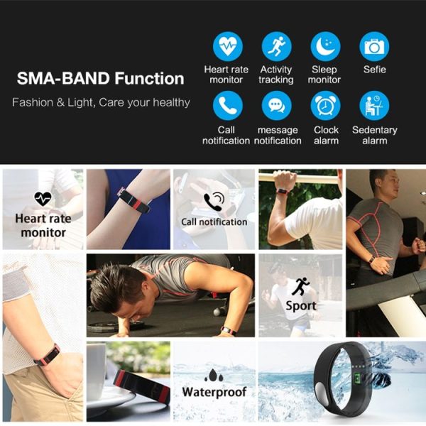 SMA-Coach 07 Fitness Tracker Bluetooth Smart Bracelet for iOS / Android Smart Phone, Heart Rate / Anti-lost / Message Push / Pedometer / Sedentary Alarm / Sleep Monitor (Black) - Image 8
