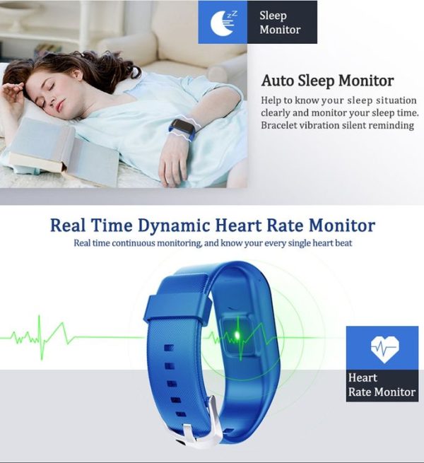 R1 Fitness Tracker Bluetooth Smart Bracelet for iOS / Android Smart Phone, Heart Rate / Anti-lost / Activity Tracker / Pedometer / Sleep Monitor (Black) - Image 5