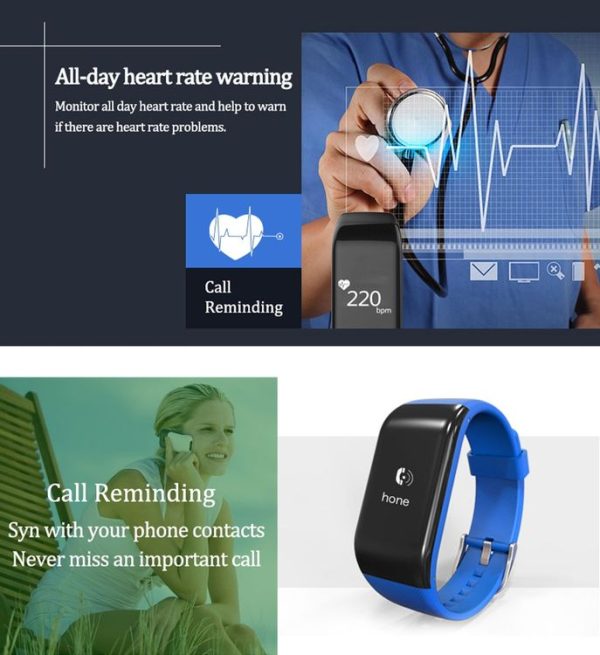 R1 Fitness Tracker Bluetooth Smart Bracelet for iOS / Android Smart Phone, Heart Rate / Anti-lost / Activity Tracker / Pedometer / Sleep Monitor (Black) - Image 6