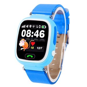 OBTNL B11 GSM GPRS GPS Locator Anti-Lost Smart Watch Tracker for iOS / Android, Leather or Plastic Band Random Delivery (Blue)