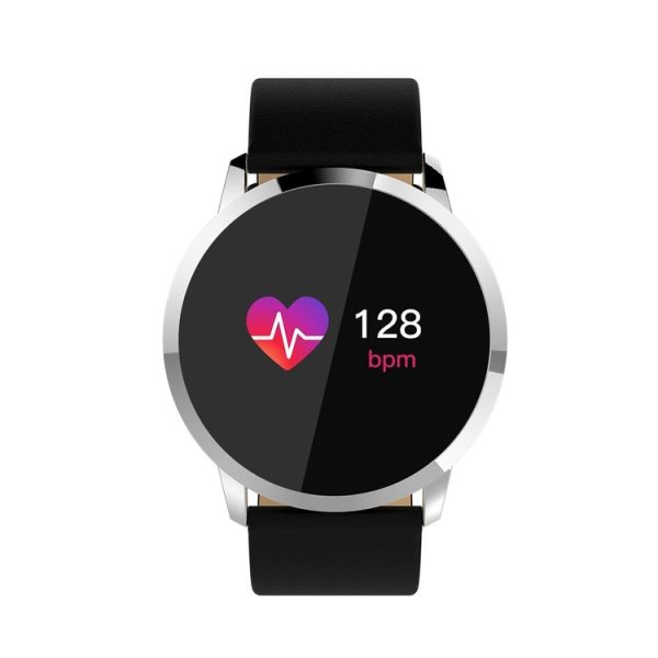 Q8A 0.95 inch OLED Screen Display Leather Strap Bluetooth Smart Watch, IP67 Waterproof, Support Remote Camera / Heart Rate Monitor / Blood Pressure Monitor / Blood Oxygen Monitor, Compatible with Android and iOS Phones (Silver) - Image 2