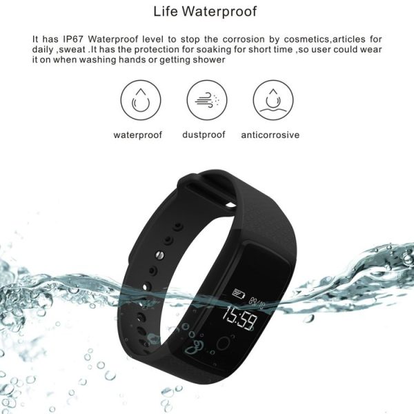 A09 0.66 inch OLED Screen Bluetooth 4.0 IP67 Waterproof Smart Bracelet with TPU Wrist Strap & Touch Press Key & Blood Oxygen / Blood Pressure / Heart Rate Monitor & Pedometer & Sleep Monitor & Call / SMS Information Reminder & Phone Anti-lost Function (Champagne Gold) - Image 15