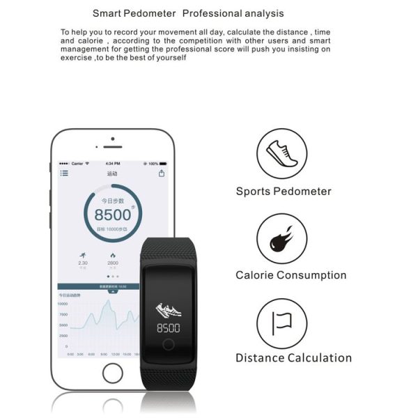 A09 0.66 inch OLED Screen Bluetooth 4.0 IP67 Waterproof Smart Bracelet with TPU Wrist Strap & Touch Press Key & Blood Oxygen / Blood Pressure / Heart Rate Monitor & Pedometer & Sleep Monitor & Call / SMS Information Reminder & Phone Anti-lost Function (Champagne Gold) - Image 19