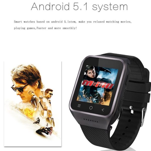 S8 Plus 1.54 inch Touch Screen Bluetooth 4.0 Android 5.1 OS MTK6580 Quad Core 1.3GHz Waterproof Smart Bracelet Watch Phone with 2MP Front Camera & SIM Card Slot, Support GPS, WiFi, Bluetooth, RAM: 1GB, ROM: 16GB, Network: 3G / 2G (Black) - Image 10