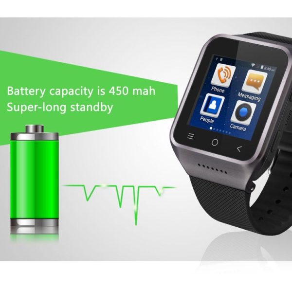 S8 Plus 1.54 inch Touch Screen Bluetooth 4.0 Android 5.1 OS MTK6580 Quad Core 1.3GHz Waterproof Smart Bracelet Watch Phone with 2MP Front Camera & SIM Card Slot, Support GPS, WiFi, Bluetooth, RAM: 1GB, ROM: 16GB, Network: 3G / 2G (Black) - Image 13