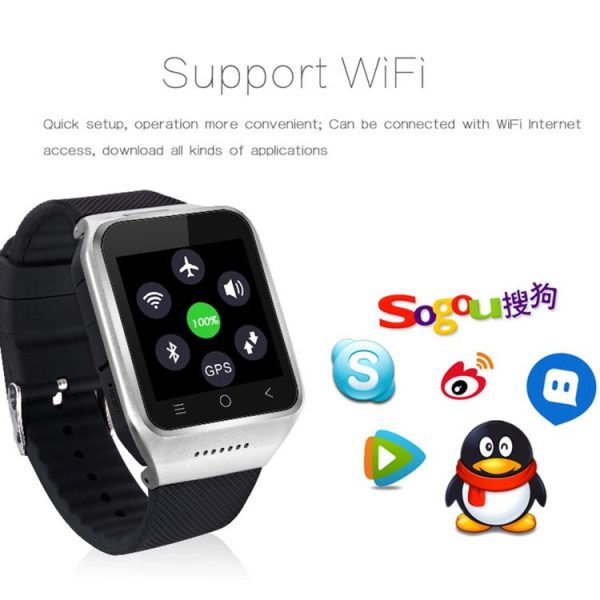 S8 Plus 1.54 inch Touch Screen Bluetooth 4.0 Android 5.1 OS MTK6580 Quad Core 1.3GHz Waterproof Smart Bracelet Watch Phone with 2MP Front Camera & SIM Card Slot, Support GPS, WiFi, Bluetooth, RAM: 1GB, ROM: 16GB, Network: 3G / 2G (Black) - Image 9