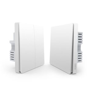 Original Xiaomi Aqara Smart Light Control Double Key Wall Switch (ZigBee Version), Work with Xiaomi Multifunctional Gateway (CA1001) Mihome APP Control (White)