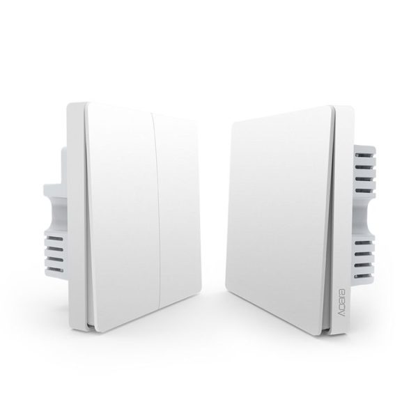 Original Xiaomi Aqara Smart Light Control Double Key Wall Switch (ZigBee Version), Work with Xiaomi Multifunctional Gateway (CA1001) Mihome APP Control (White)