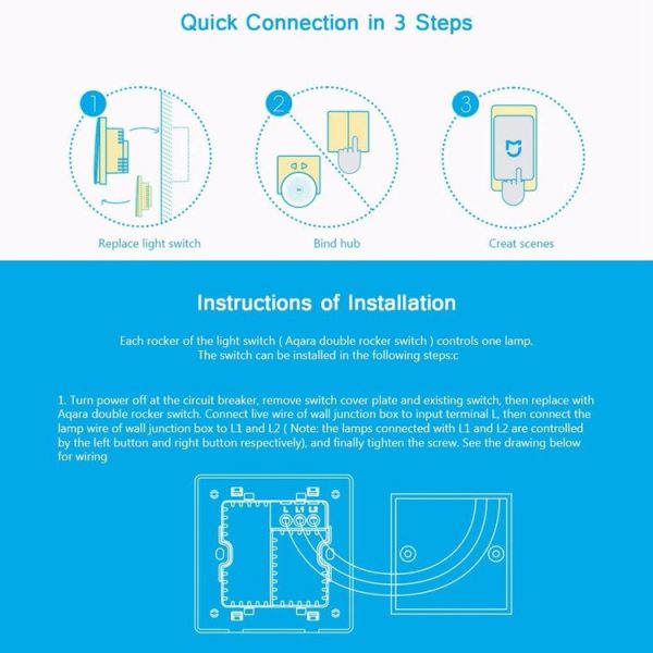 Original Xiaomi Youpin Aqara Smart Light Control Double Key Paste Wall style Wireless Switch, Work with Xiaomi Multifunctional Gateway (CA1001) Mihome APP Control (White) - Image 13