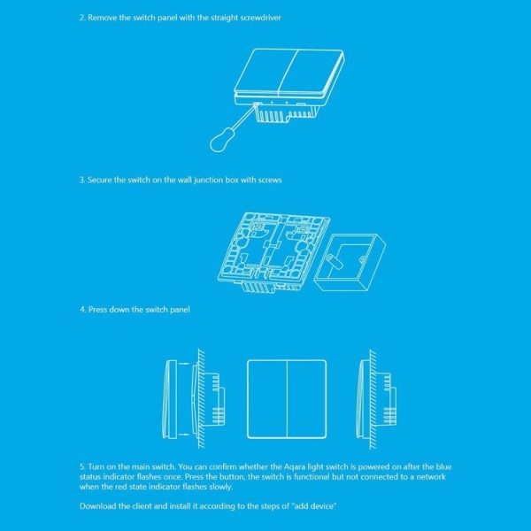 Original Xiaomi Youpin Aqara Smart Light Control Double Key Paste Wall style Wireless Switch, Work with Xiaomi Multifunctional Gateway (CA1001) Mihome APP Control (White) - Image 14