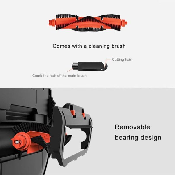 Original Xiaomi Mijia Cleaning Robot (CA0579) Floating Main Brush with V-shape Rubber Hair & Detachable Bearing - Image 3