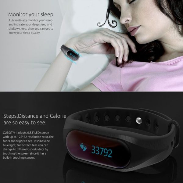 CUBOT V1 Touch Screen Bluetooth Life Waterproof Smart Wristband for iOS / Android Smart Phone, Anti-lost / Message Push / Pedometer / Sleep Monitor (Grey) - Image 12