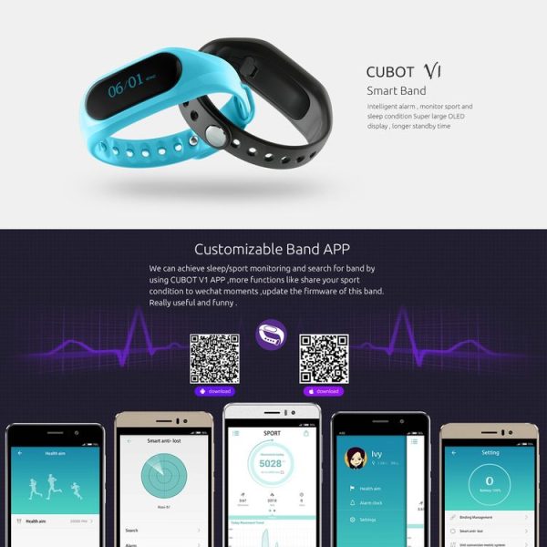 CUBOT V1 Touch Screen Bluetooth Life Waterproof Smart Wristband for iOS / Android Smart Phone, Anti-lost / Message Push / Pedometer / Sleep Monitor (Grey) - Image 9