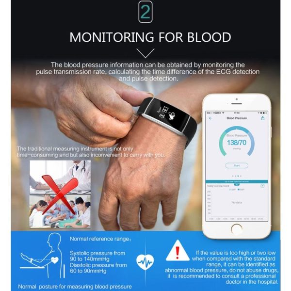 N108 0.96 Inch OLED Screen Display Sport Smart Bracelet, IP67 Waterproof and Dustproof, Support Pedometer / Heart Rate Monitor / Blood Pressure Monitor / Notification Remind / Call Reminder / Camera Remote Control / Calories Burned, Compatible with Android and iOS Phones (Gold) - Image 6