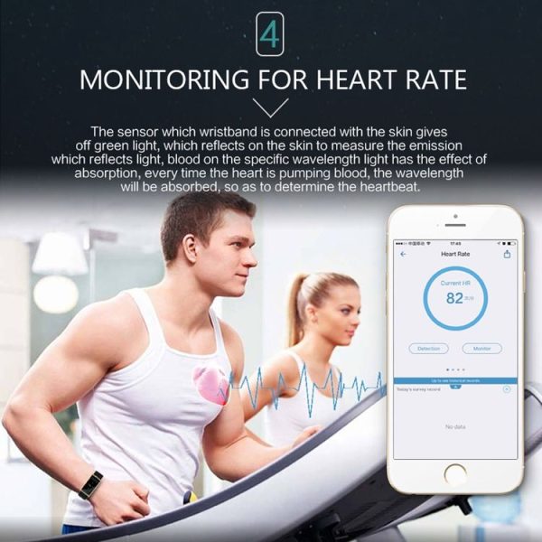 N108 0.96 Inch OLED Screen Display Sport Smart Bracelet, IP67 Waterproof and Dustproof, Support Pedometer / Heart Rate Monitor / Blood Pressure Monitor / Notification Remind / Call Reminder / Camera Remote Control / Calories Burned, Compatible with Android and iOS Phones (Gold) - Image 8