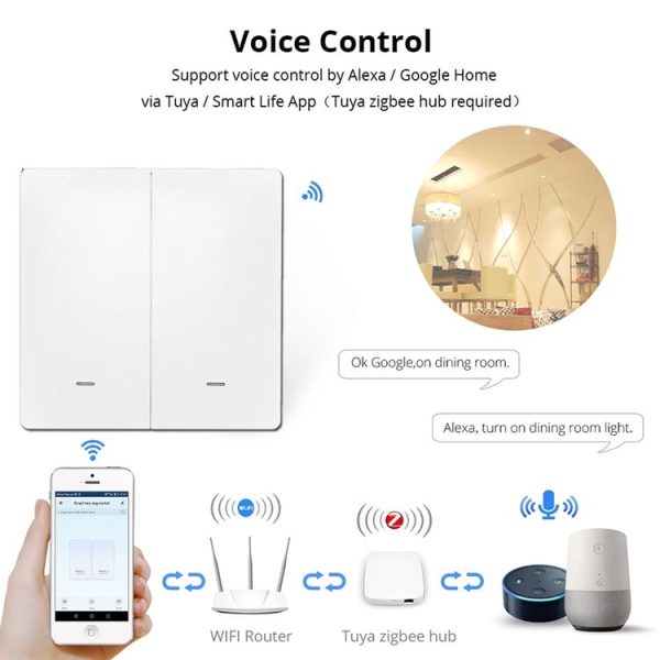 2 Buttons Intelligent Switch Smart Wall Switch (White) - Image 4