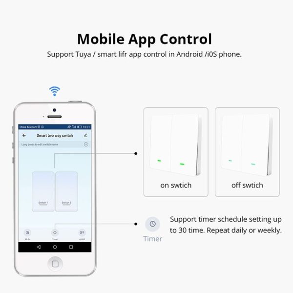 2 Buttons Intelligent Switch Smart Wall Switch (White) - Image 5