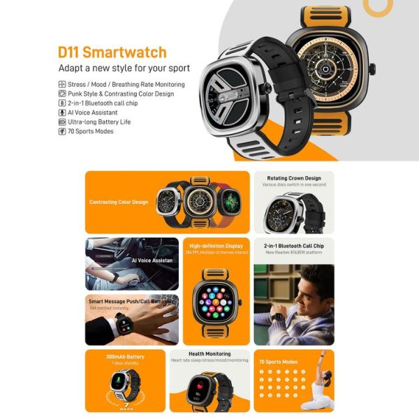 DOOGEE D11 1.32 inch TFT Screen Smart Watch, IP68 Waterproof, Support 70 Multi-Sport Modes / Heart Rate & Blood Oxygen Monitoring (Silver) - Image 4