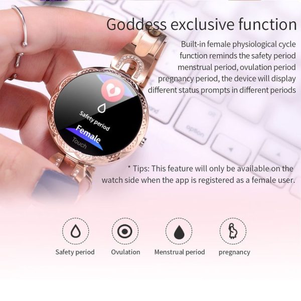 AK15 Fashion Smart Female Bracelet, 1.08 inch Color LCD Screen, IP67 Waterproof, Support Heart Rate Monitoring / Sleep Monitoring / Remote Photography (Rose Gold) - Image 14