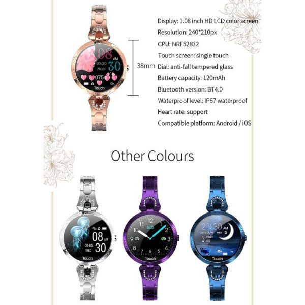 AK15 Fashion Smart Female Bracelet, 1.08 inch Color LCD Screen, IP67 Waterproof, Support Heart Rate Monitoring / Sleep Monitoring / Remote Photography (Rose Gold) - Image 19