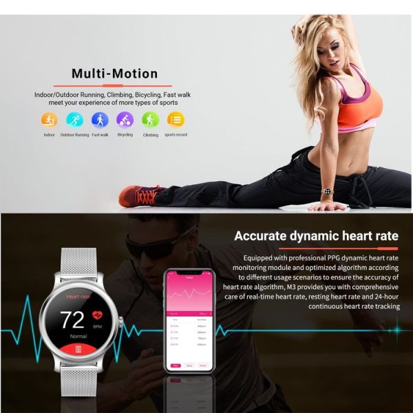 SMA-R2 1.3 inches IPS Screen Smart Watch IP65 Waterproof, Support Call / Message Reminder / Dual-mode Bluetooth 3.0 + 4.0 / Sleeping Monitoring / Sedentary Reminder (Rose Gold Metal Strap) - Image 5
