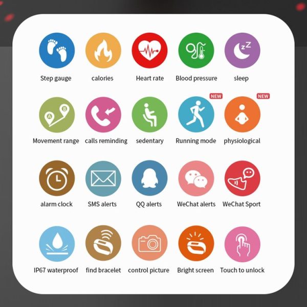 C20 1.14 inch IPS Touch Screen IPX67 Waterproof Smartwatch, Support Call Reminder / Heart Rate Monitoring / Blood Pressure Monitoring / Sleep Monitoring (Blue) - Image 5