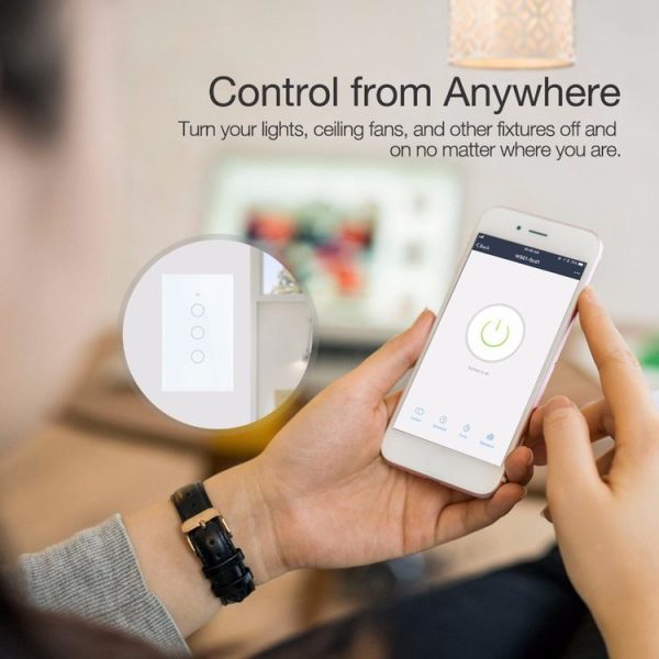 TC120 Wifi Smart Light Switch Glass Screen Touch Panel Voice Control Wireless Wall Switch Work with Alexa Echo / Google Home (Gold) - Image 7